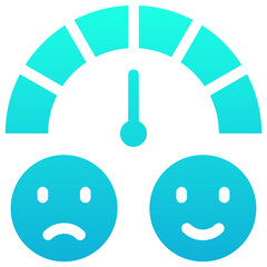 Credit Score Icon, Speedometer, Rating Scale With Emoji Sad To Happy, Silhouette Gradient Style Isolated Vector Icon.