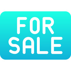 For Sale Sign Board Icon, Red Banner With Text, Silhouette Gradient Style Isolated Vector Icon.