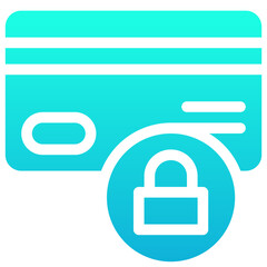 Credit Card With Lock Icon, Security, Secure Credit Card Icon, Silhouette Gradient Style Isolated Vector Icon.	
