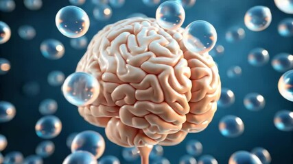 A 3D rendering of a brain surrounded by floating pharmaceutical elements. - Powered by Adobe