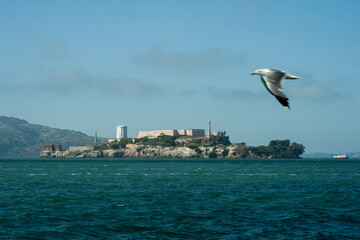 The landmark Alcatraz Island former federal prison in San Francisco Bay, northern California.