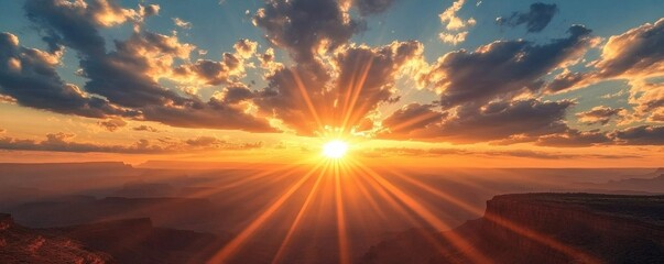 Stunning golden sunset over a high plateau.