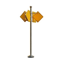 Blank Multi-Directional Road Signpost on White Background