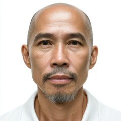 Obraz premium Asian mature male with bald head and beard on white background