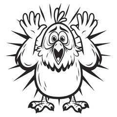 Fototapeta premium Crazy Chicken Funny Coloring Book