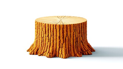 A digitally rendered tree stump, light-brown, smooth top, textured bark