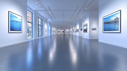 Modern gallery interior with framed art