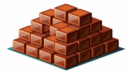 Very beautiful Stack of chocolate cubes on white background 