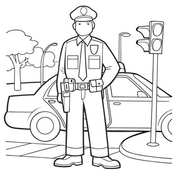 police officer standing by car clip art preview