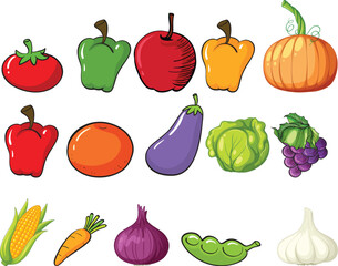 vegetables on a white background
