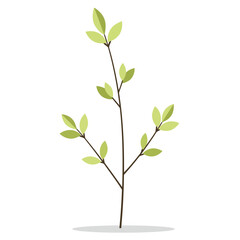 Obraz premium Illustration of a simple green leafy plant branch for botanical nature themed designs and art