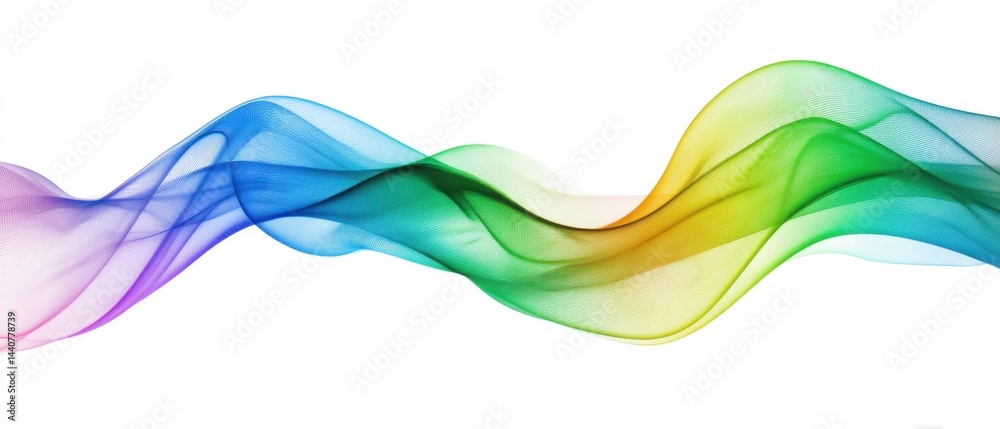 Poster abstract flowing ribbon of vibrant colors on a white background creating a dynamic and smooth wave e