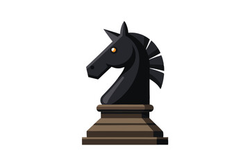 Black Wooden Chess Horse on White Background