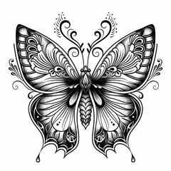 The butterfly is depicted with a focus on symmetry, showcasing balanced wings and a central body.