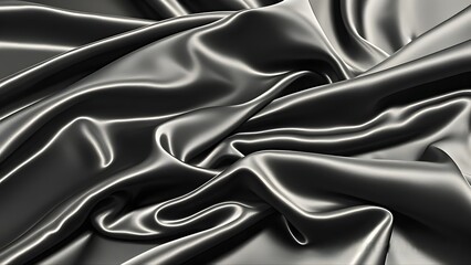Fototapeta premium Elegant Draped Dark Grey Satin Fabric Texture Background 
