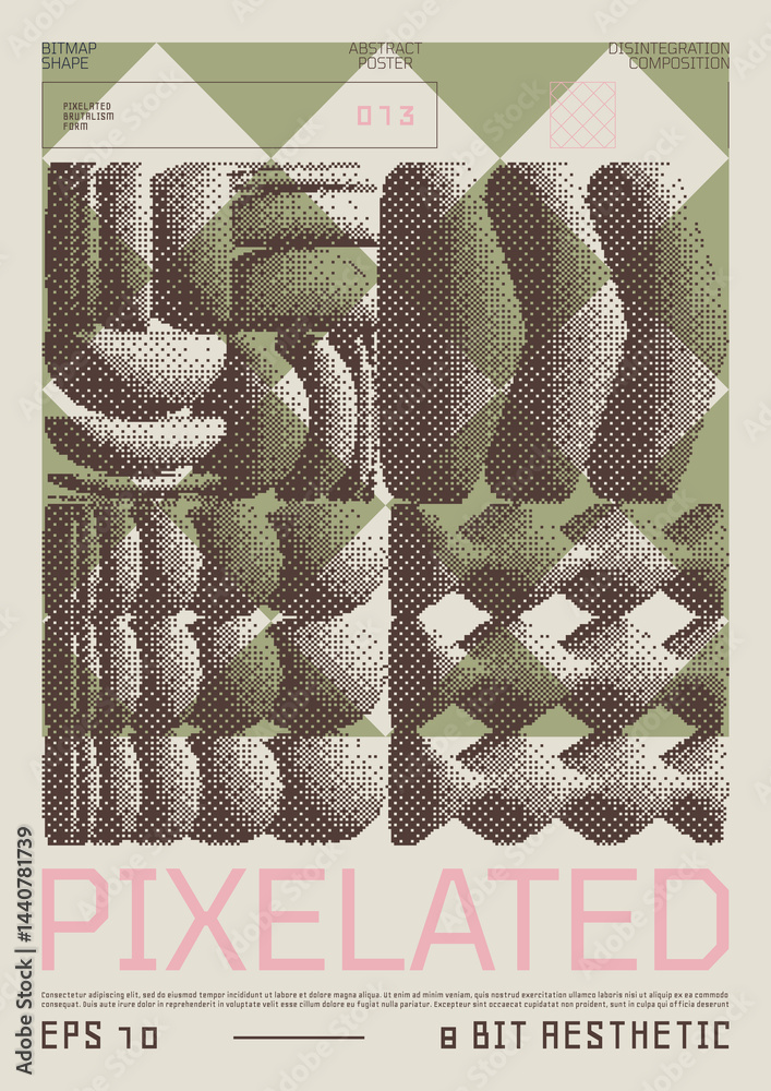 Poster modern abstract poster, raster version of high quality and resolution, artwork with geometric postmo