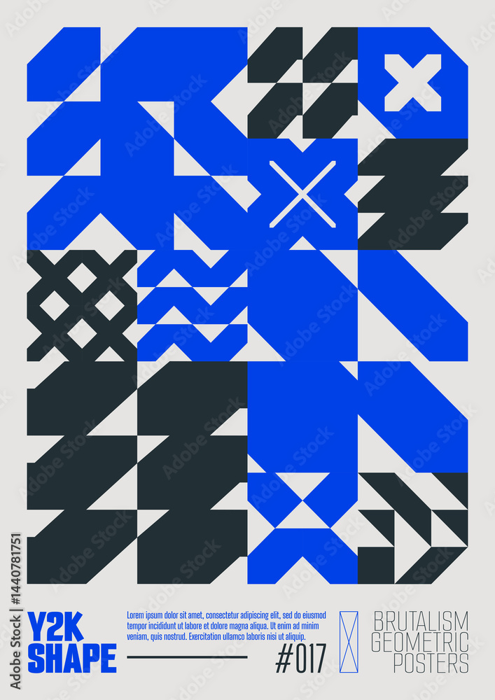 Poster modern abstract poster, raster version of high quality and resolution, artwork with geometric postmo