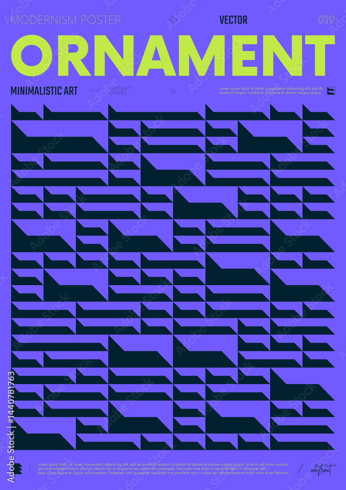 Aufkleber modern abstract poster, raster version of high quality and resolution, artwork with geometric postmo