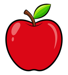 Red Cartoon Apple, Single Red Apple, Apple Illustration.