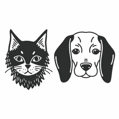 Cat and dog icon set Dog head icon set. Dog flat style. silhouette vector illustration. Flat style. Cartoon dog face logo design template ai generate