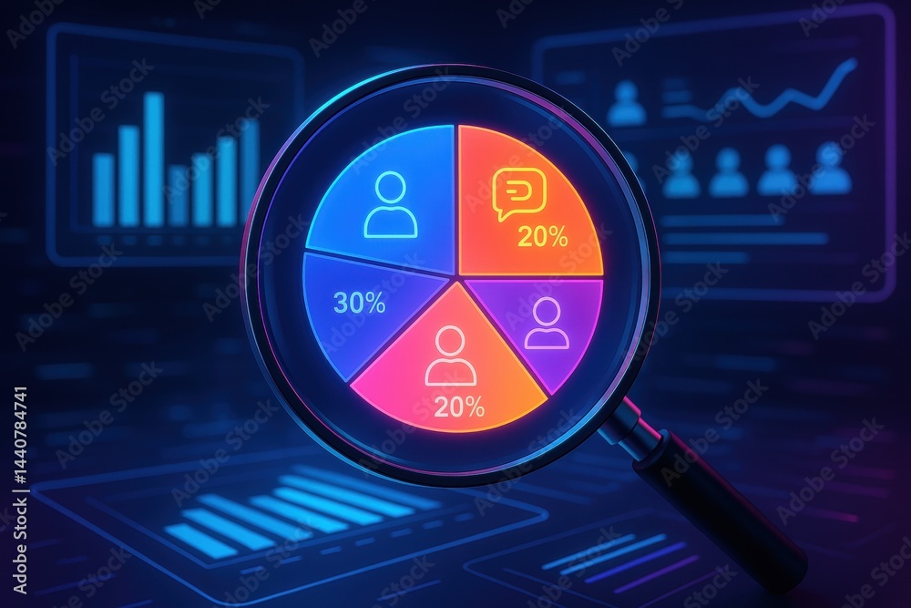Poster data analysis in focus: a visually compelling image showcasing data analysis with a pie chart repres