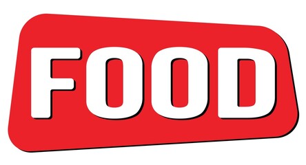 FOOD text on red trapeze stamp sign.