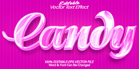 Candy  Vector Text Effect Editable Alphabet Tasty Pink Lollipop Yummy Sweet