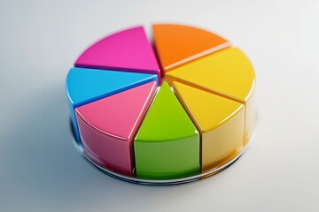 Obraz premium Colorful pie chart globe representing population demographics and statistical analysis.