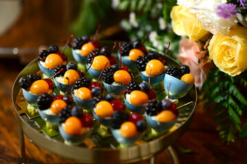 decoration party room buffet flowers candles decorated environment lights candles call elegant