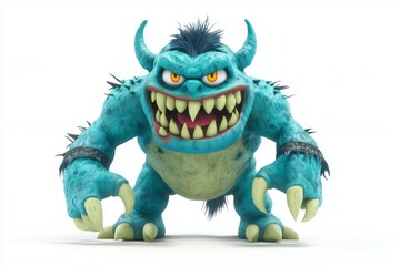 Fototapeta premium Fantasy Troll monster. 3d rendering isolated on white background. Cartoon plastic style icon
