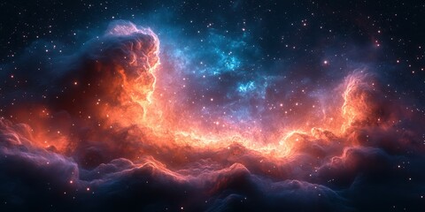 Obraz premium Stunning cosmic nebula displays vibrant colors and intricate patterns in the depths of space