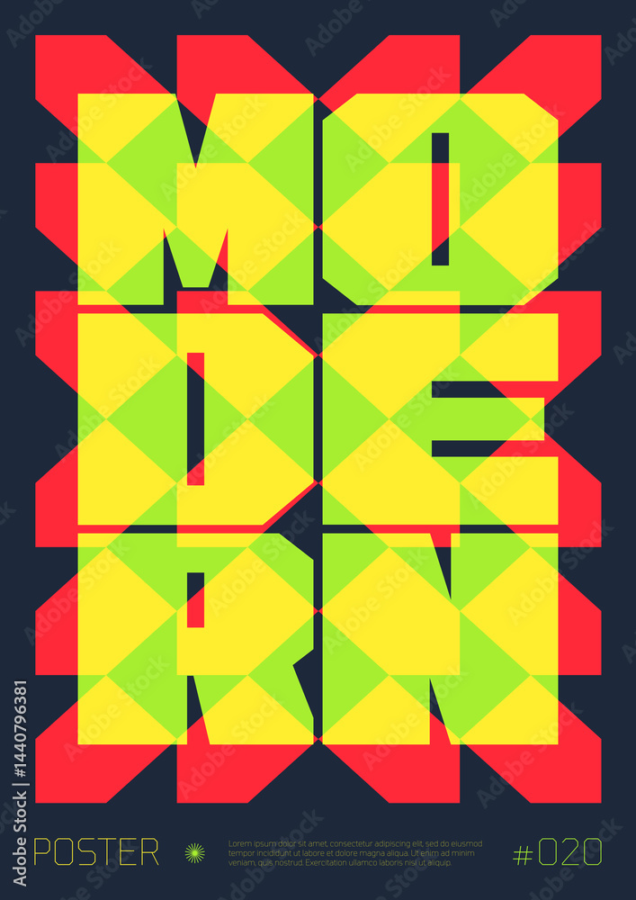 Poster modern abstract poster, raster version of high quality and resolution, artwork with geometric postmo