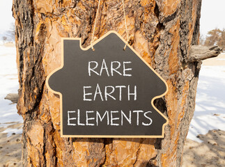 Rare earth elements symbol. Concept words Rare earth elements on beautiful blackboard. Beautiful...