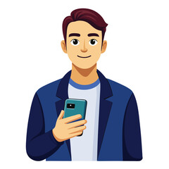 Influencer holding phone vector 