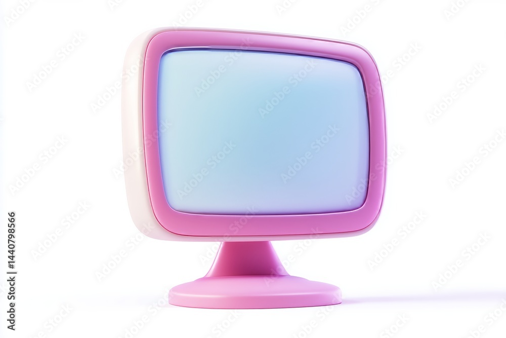 Fototapete modern realistic computer monitor. 3d rendering isolated on white background. cartoon plastic style 