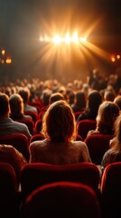 Audience in a theater, lights shining