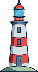 Stunning Red and White Striped Lighthouse Vector Illustration for Coastal, Nautical, and Maritime Designs – The Ultimate Guide for Seaside Branding and Navigation Elements