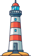 Stunning Red and White Striped Lighthouse Vector Illustration for Coastal, Nautical, and Maritime Designs &ndash; The Ultimate Guide for Seaside Branding and Navigation Elements