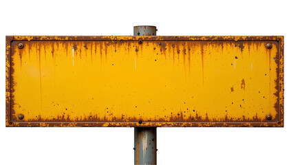 old yellow sign plate isolated on transparent background 