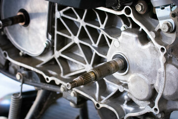 Detail rear as pulley system matic motorcycle.