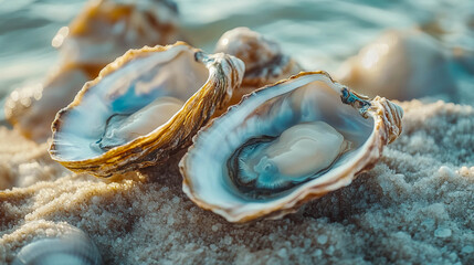 Naklejka premium Close-up of an open oyster.