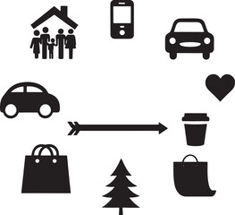 Icon Set Silhouette Vector