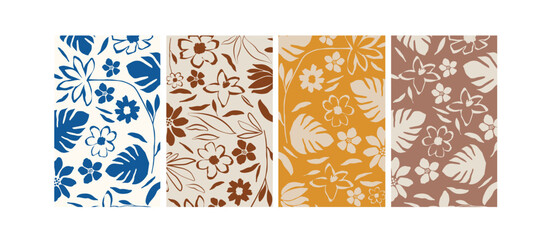 Nature inspired shapes-doodle collection. Cute botanical shapes, random childish doodle cutouts of tropical leaves, flowers and branches, decorative abstract art vector illustration	