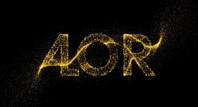 AOR Text Art with Golden Glitter Effect on Black Background