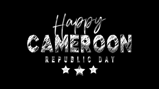 Happy Cameroon Republic Day celebration with three stars emblem. Ideal for promoting patriotic events, social media posts, and national pride campaigns.