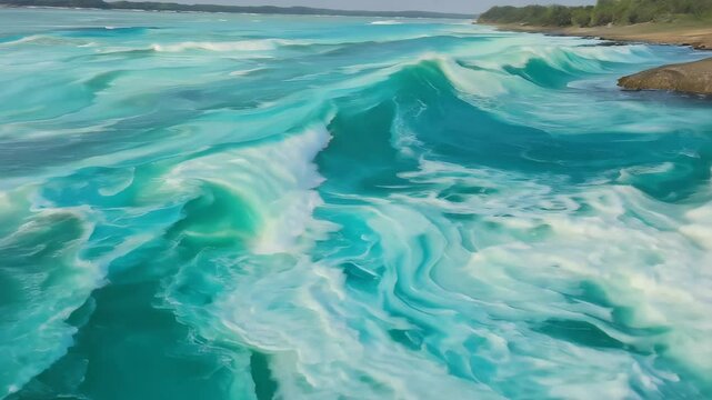Artistic Aqua Canvas with Flowing Tides and Serene Hues