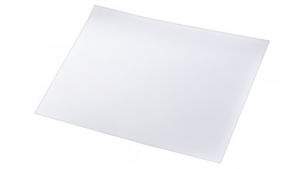 Tilted piece of blank white paper with subtle texture, angled for versatile use in presentations or documents, on a transparent background, PNG image, PNG file.