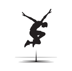 high jump pose silhouette vector illustration

