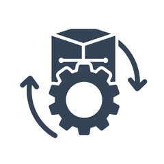 Innovation Process: A minimalist, yet impactful graphic of gear wheel symbolizing industry, innovation and technical progress, designed for the modern tech world. 