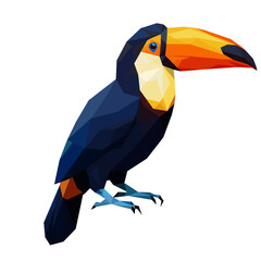 Colorful Toucan: A vibrant toucan perches proudly, its striking beak and sleek feathers captured in a contemporary, stylized design.